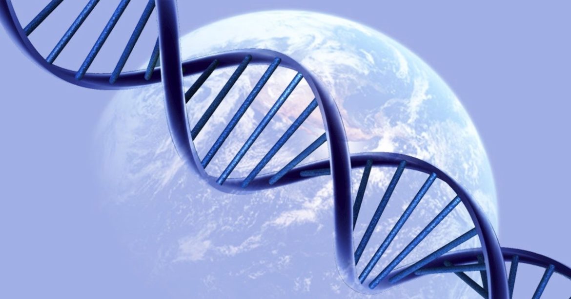 ДНК-код на фоне земли